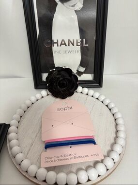 Authentic Mini Chanel Camellia Flower hair clip set